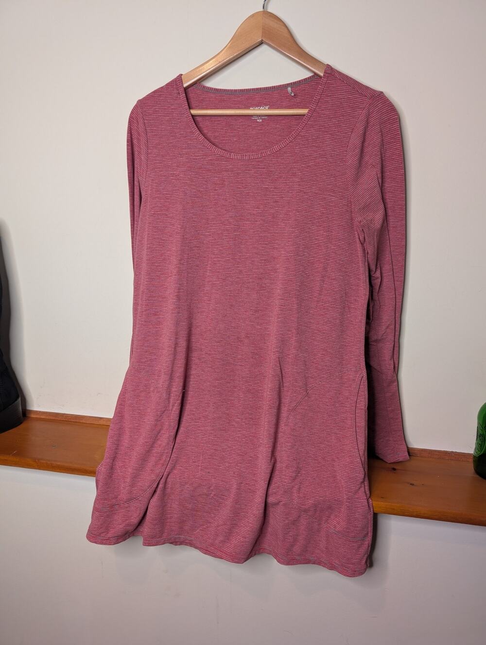 Toad&Co Swifty Long Sleeve Tunic – Medium – Red & Gray Stripe